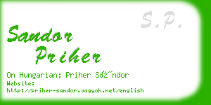 sandor priher business card